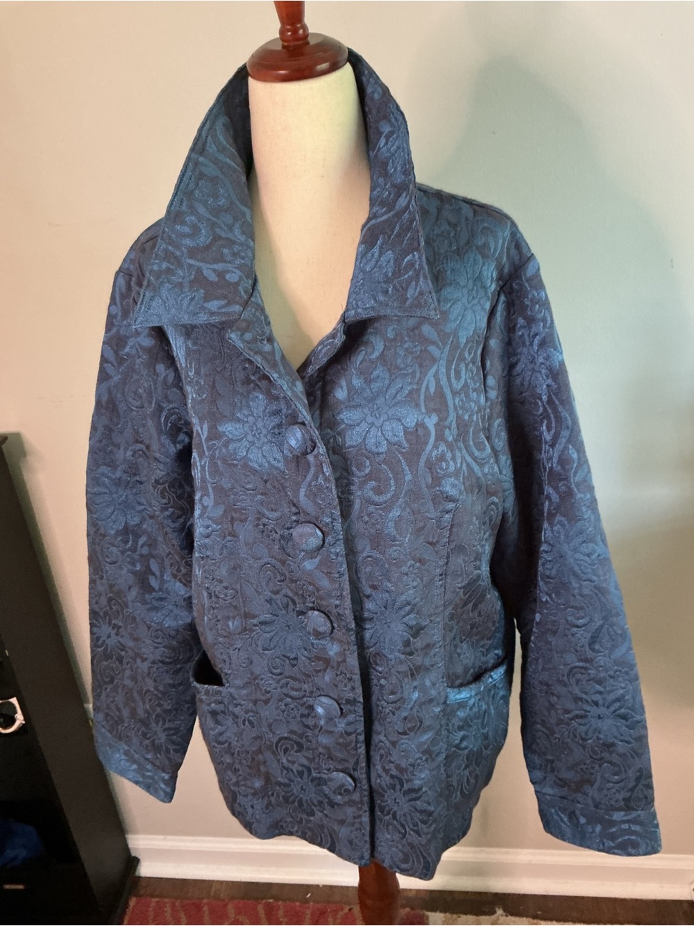 croft & barrow Blue Floral Jacquard Blazer